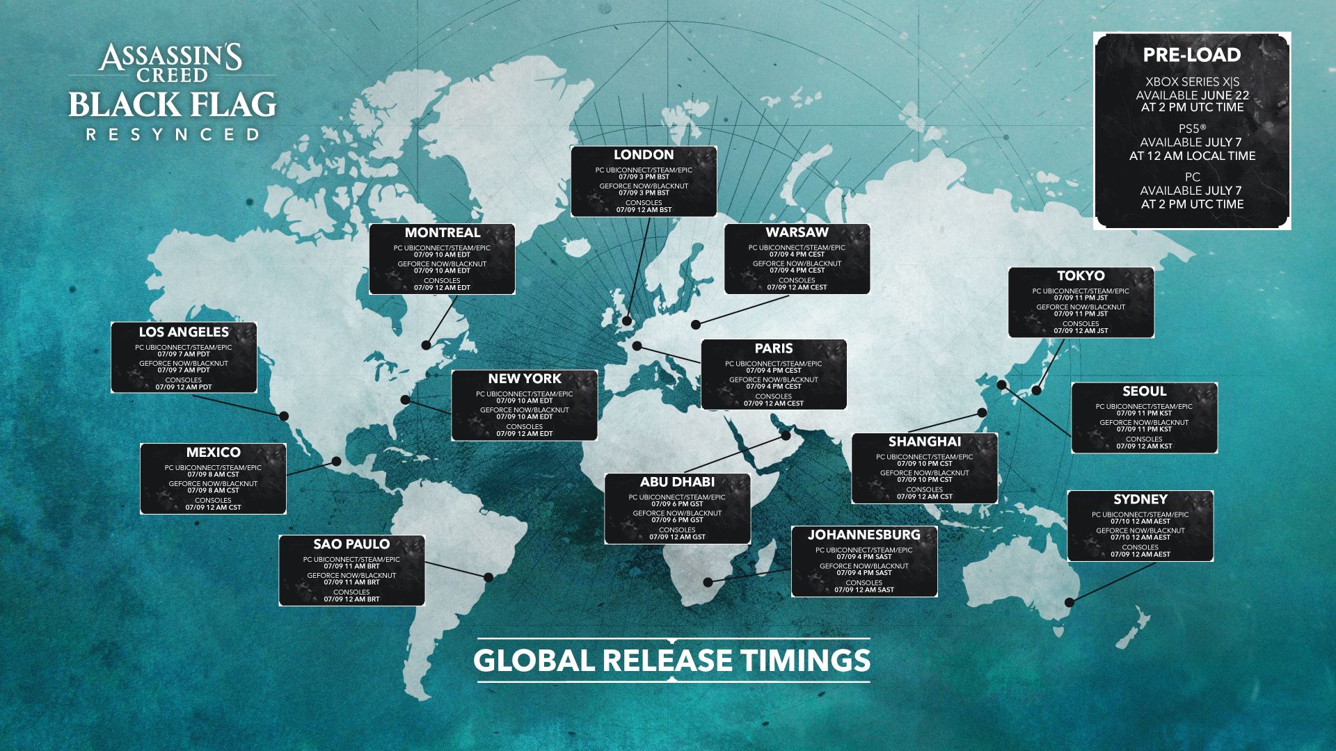 assassins creed black flag resynced global release times